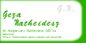 geza matheidesz business card